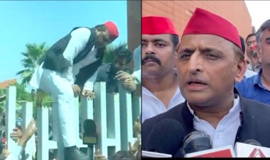 नेताजी के अंदाज में दिखे अखिलेश यादव ! 8 फीट ऊंची दीवार कूदे !