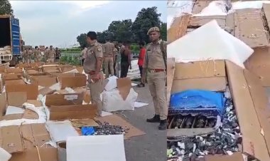 यूपी: बकेवर में हाइवे पर पकड़ा गया अवैध शराब के क्वार्टर से भरा कंटेनर, 15 लाख की शराब बरामद