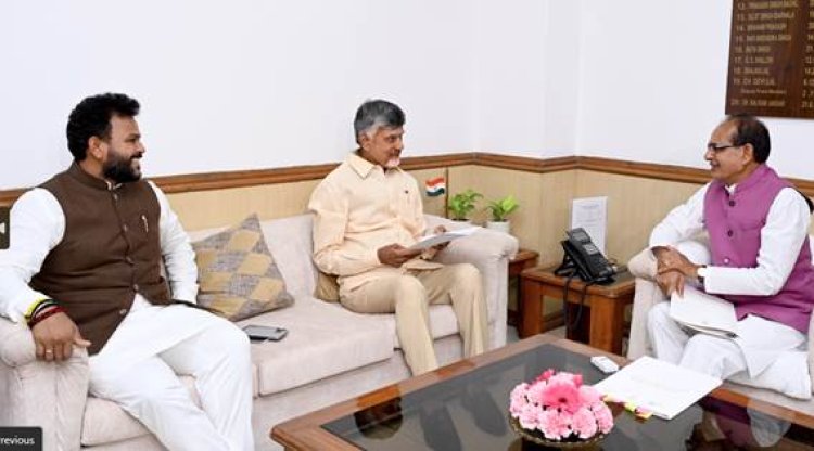 आंध्र प्रदेश के मुख्यमंत्री एन. चंद्र बाबू नायडू ने केंद्रीय मंत्री शिवराज सिंह चौहान से की भेंट